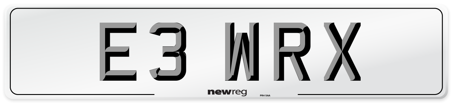 E3 WRX Number Plate from New Reg